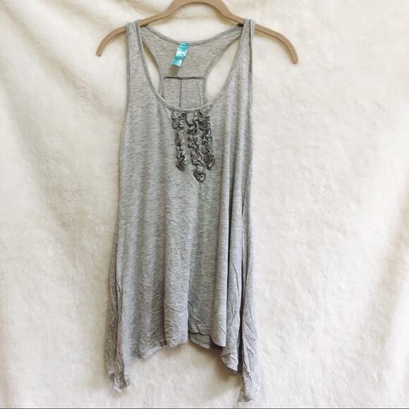 Zoah Design Grey Ruffled Front Tank Top - Picture 1 of 6